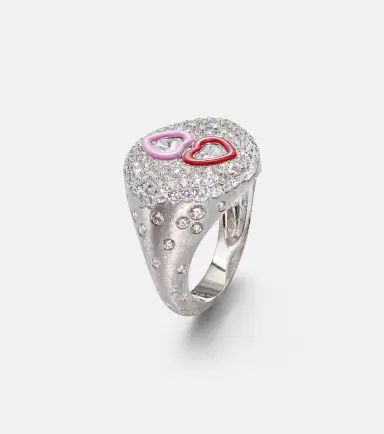 Kamyen 18kt white gold ring with diamonds and enamel | Thumbnail 2