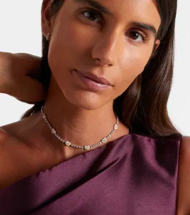 Kamyen Twin Heart 18kt white gold and enamel choker with diamonds | Thumbnail 5