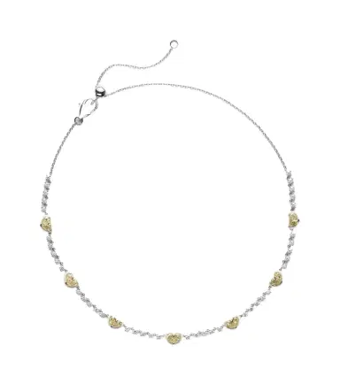 Kamyen Twin Heart 18kt white gold and enamel choker with diamonds | Thumbnail 1