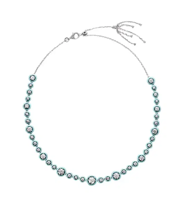 Polka Dots 18kt white gold and enamel necklace with diamonds