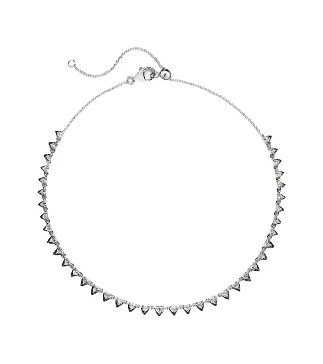 Kamyen Heart 18kt white gold and enamel choker with diamonds