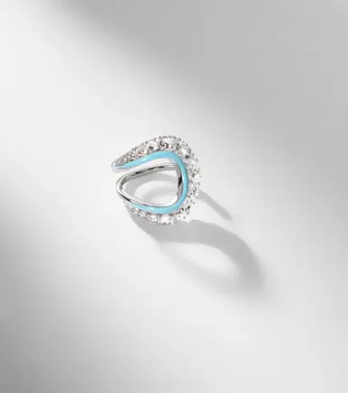 Kamyen Moonlight 18kt white gold ring with diamonds and enamel | Thumbnail 5