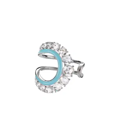 Kamyen Moonlight 18kt white gold ring with diamonds and enamel | Thumbnail 1