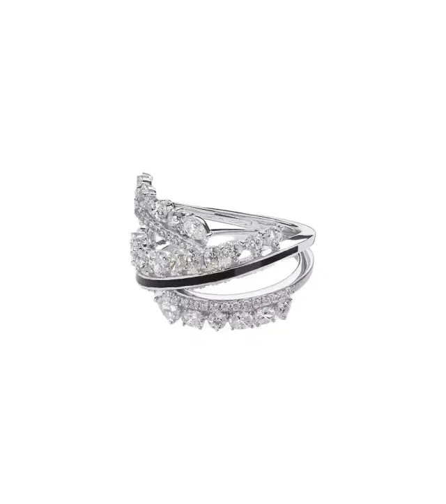 Kamyen Twist 18kt white gold and enamel ring with diamonds