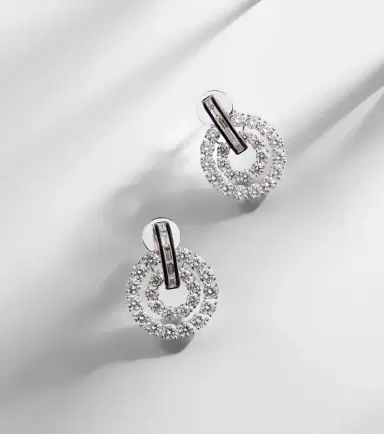 Kamyen Diana 18kt white gold and enamel earrings with diamonds | Thumbnail 3