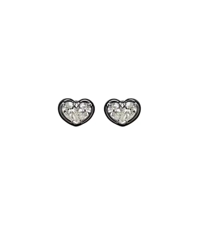 Kamyen Heartbeats 18kt white gold and enamel earrings with diamonds