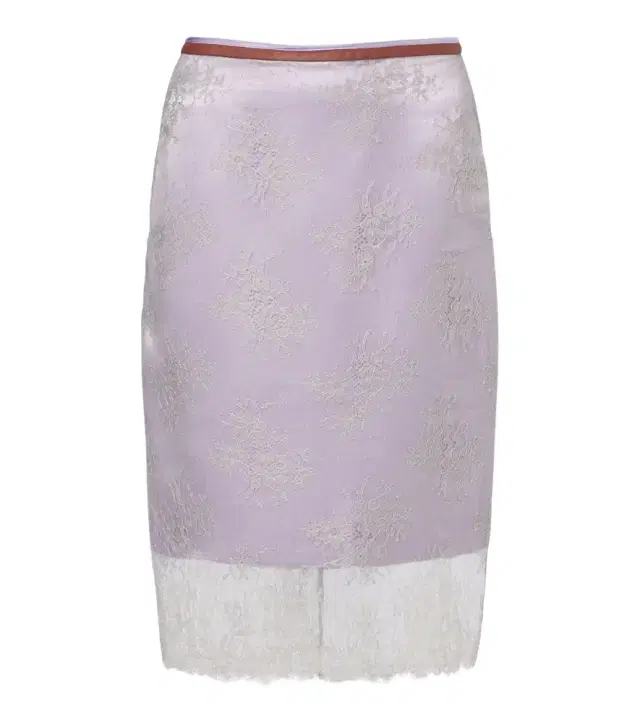 Jacques Wei Embroidered leather-trimmed lace midi skirt