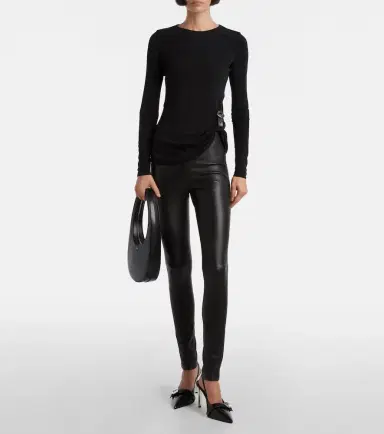 Coperni Gathered leather-trimmed top | Thumbnail 2