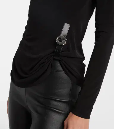 Coperni Gathered leather-trimmed top | Thumbnail 4