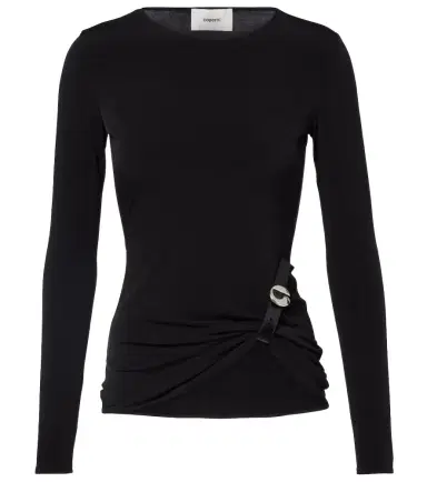 Coperni Gathered leather-trimmed top | Thumbnail 1