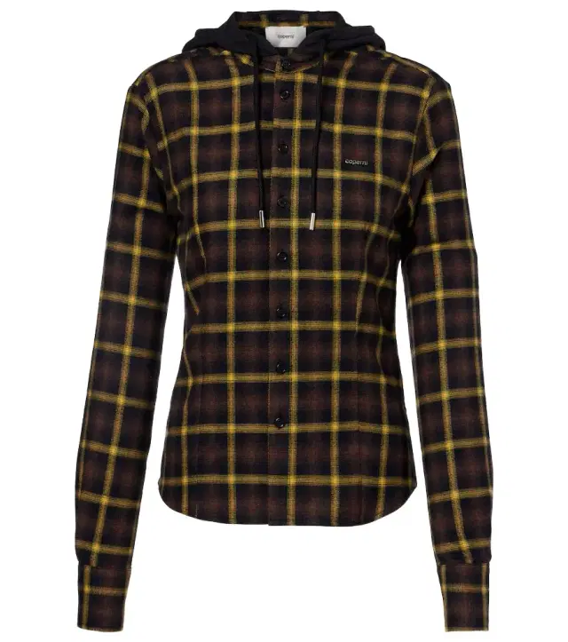 Coperni Hooded checked cotton shirt