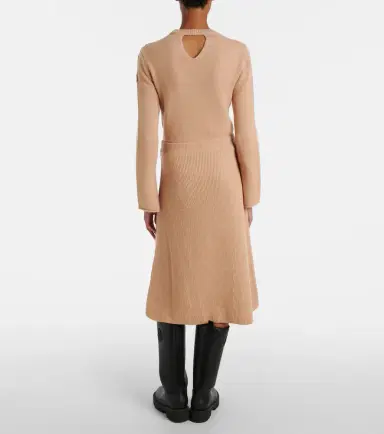 Moncler Ribbed-knit wool and cashmere midi skirt | Thumbnail 2