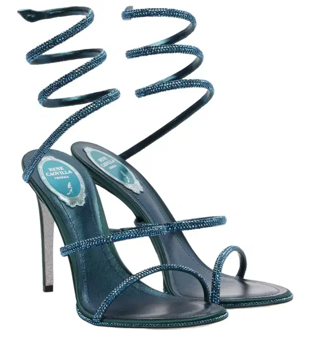 René Caovilla Cleo 105 embellished satin sandals