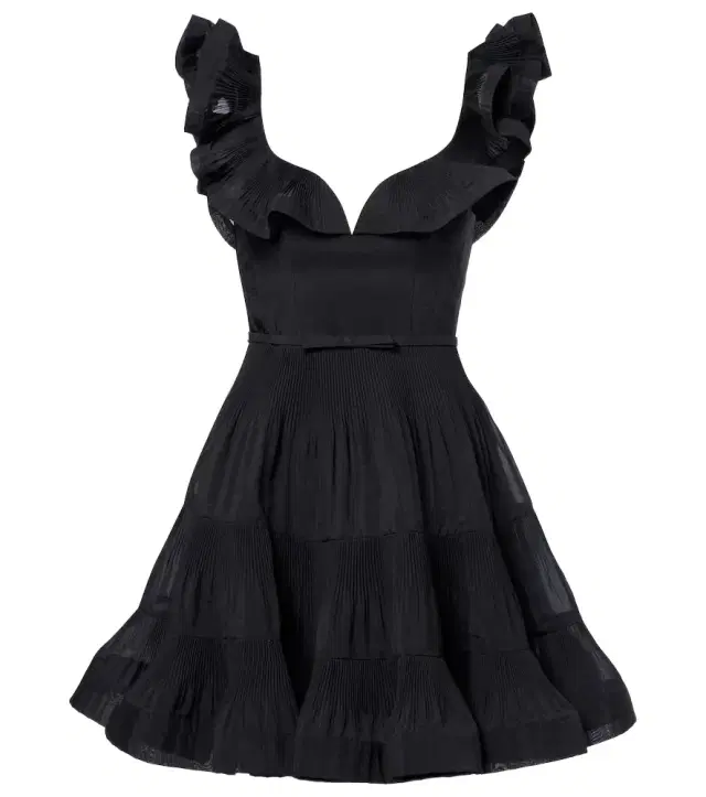 Pleated ruffled minidress