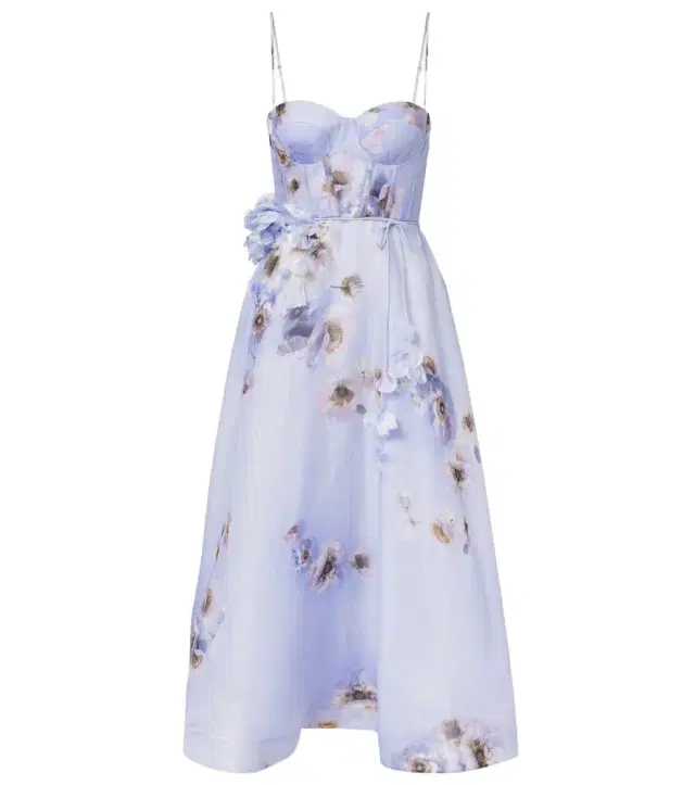 Hypnotic floral linen and silk bustier dress