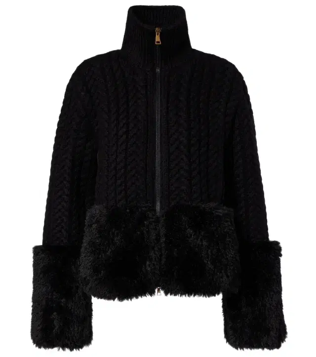 Cable-knit wool-blend cardigan