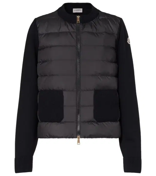 Down-paneled virgin wool cardigan