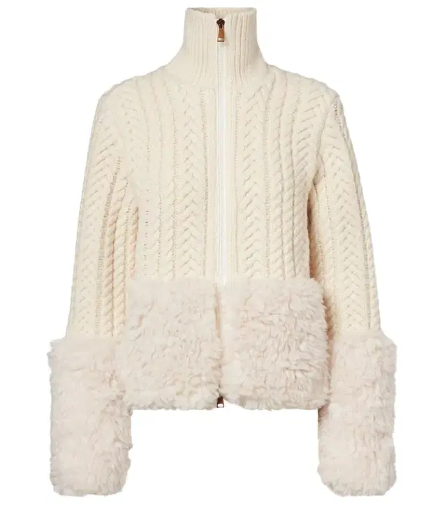 Cable-knit wool-blend cardigan