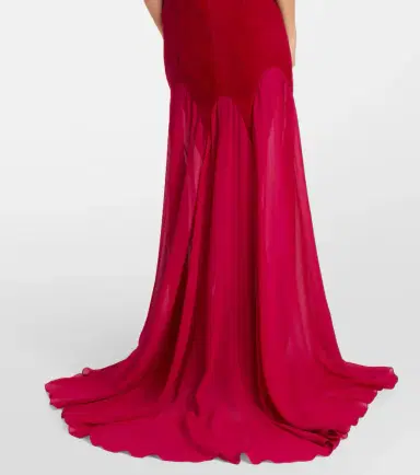 McQueen Velvet-trimmed silk georgette gown | Thumbnail 2