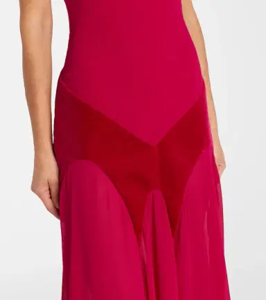 McQueen Velvet-trimmed silk georgette gown | Thumbnail 3