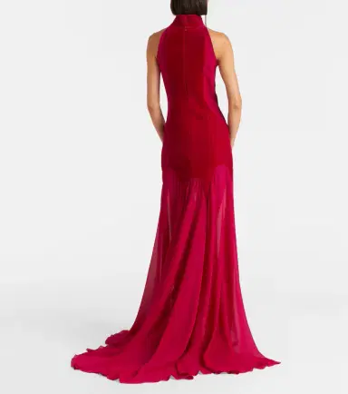 McQueen Velvet-trimmed silk georgette gown | Thumbnail 4