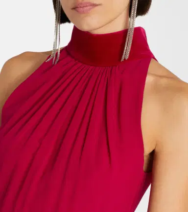 McQueen Velvet-trimmed silk georgette gown | Thumbnail 5