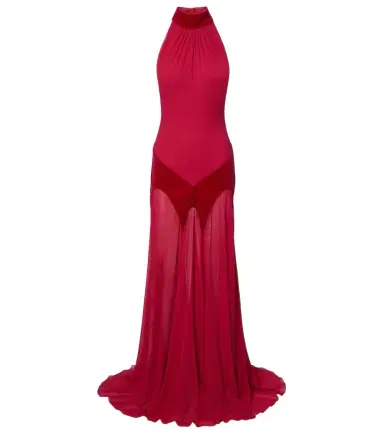 McQueen Velvet-trimmed silk georgette gown | Thumbnail 1