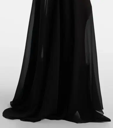 Alexander McQueen Velvet-trimmed silk georgette gown | Thumbnail 2