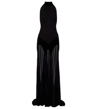 Alexander McQueen Velvet-trimmed silk georgette gown | Thumbnail 1