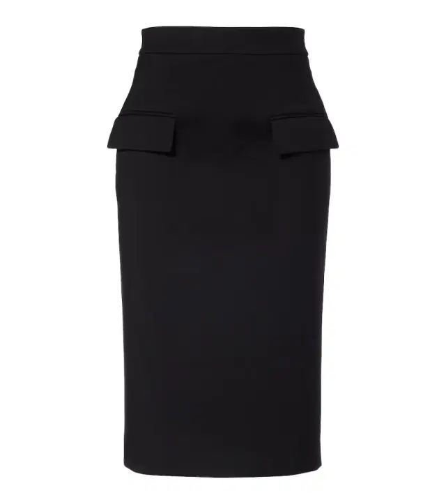High-rise wool gabardine pencil skirt