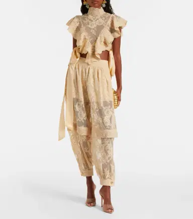 Zimmermann Hypnotic layered lace barrel-leg pants | Thumbnail 3