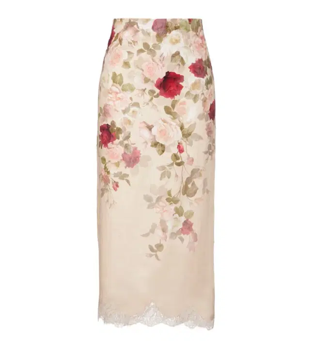 Hypnotic floral linen pencil skirt