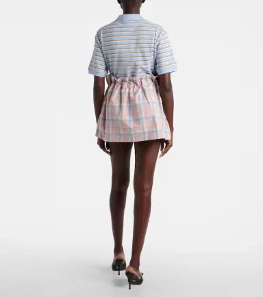 Prada Checked gathered cotton miniskirt | Thumbnail 3