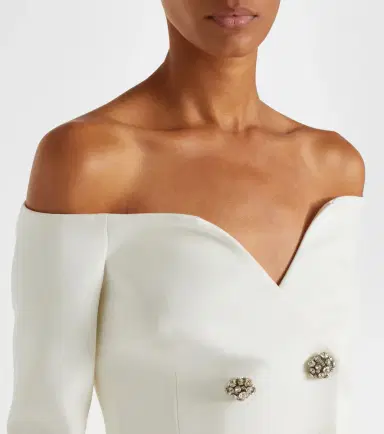 Safiyaa Bridal Kamile off-shoulder crêpe jacket | Thumbnail 4 Safiyaa Bridal Kamile off-shoulder crêpe jacket | Thumbnail 4