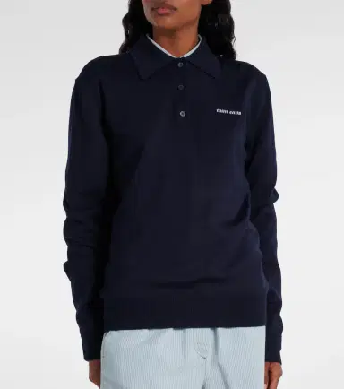 Miu Miu Virgin wool polo sweater | Thumbnail 3 Miu Miu Virgin wool polo sweater | Thumbnail 3