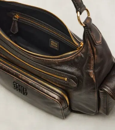Miu Miu Distressed leather shoulder bag | Thumbnail 4 Miu Miu Distressed leather shoulder bag | Thumbnail 4