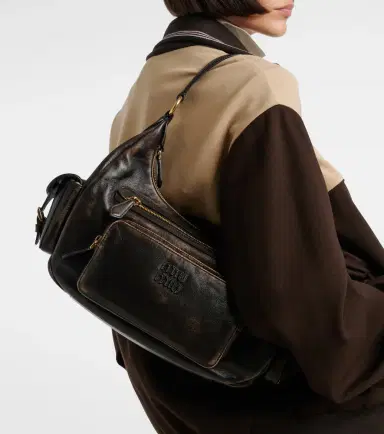 Miu Miu Distressed leather shoulder bag | Thumbnail 5 Miu Miu Distressed leather shoulder bag | Thumbnail 5