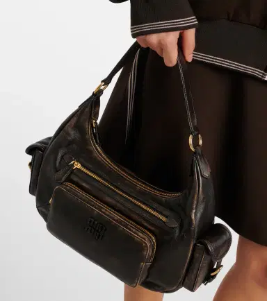 Miu Miu Distressed leather shoulder bag | Thumbnail 6 Miu Miu Distressed leather shoulder bag | Thumbnail 6