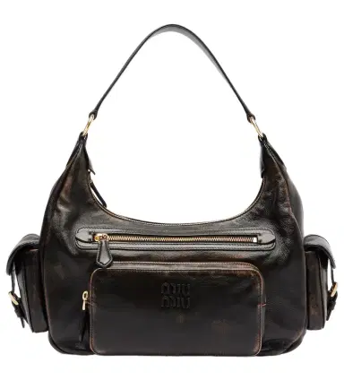 Miu Miu Distressed leather shoulder bag | Thumbnail 1 Miu Miu Distressed leather shoulder bag | Thumbnail 1