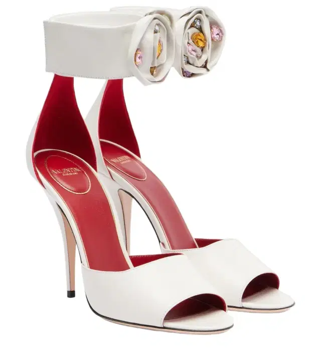 Valentino Garavani Drip Rose embellished leather sandals