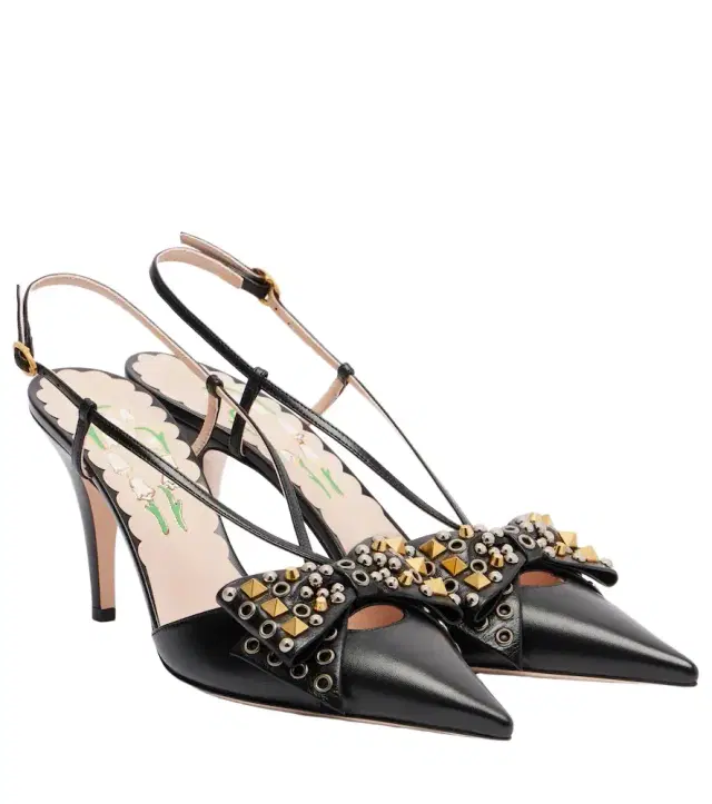 Valentino Garavani Bowow 85 studded leather slingback pumps