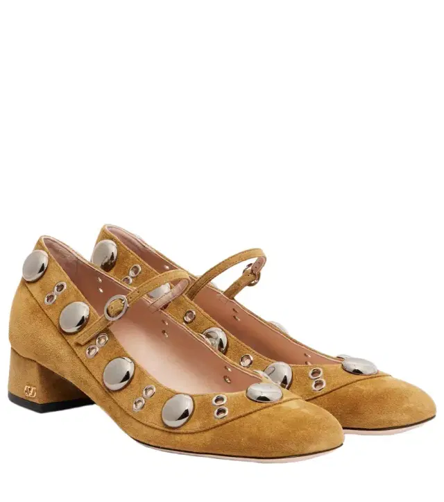 Valentino Garavani Nellcote studded suede Mary Jane pumps