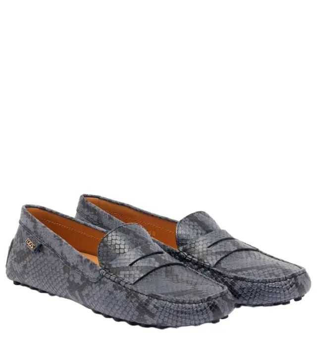 Tod's Gommino snake-effect leather driving shoes
