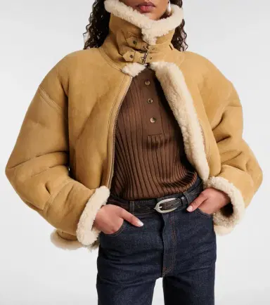Nour Hammour Portia shearling-lined suede jacket | Thumbnail 3