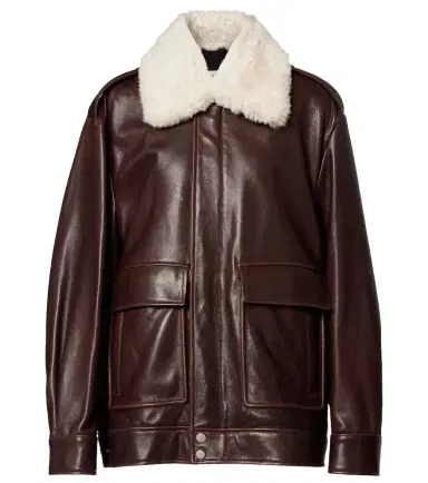 Nour Hammour Drey shearling-trimmed leather jacket | Thumbnail 1 Nour Hammour Drey shearling-trimmed leather jacket | Thumbnail 1
