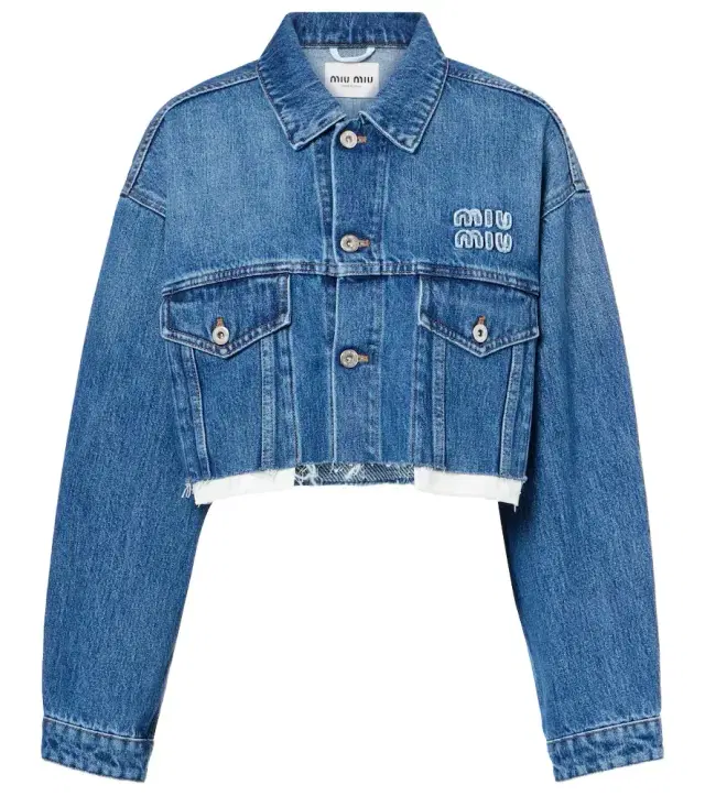 Miu Miu Cropped logo denim jacket