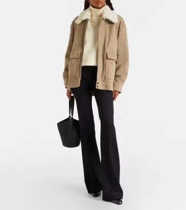 Nour Hammour Drey shearling-trimmed suede jacket | Thumbnail 2