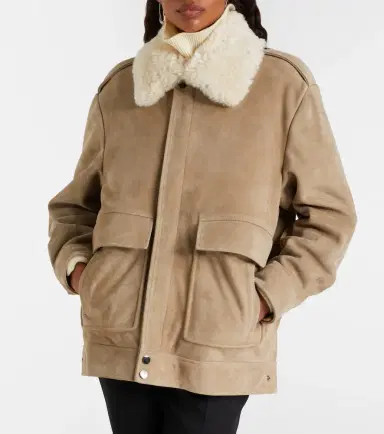 Nour Hammour Drey shearling-trimmed suede jacket | Thumbnail 6