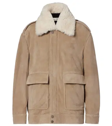 Nour Hammour Drey shearling-trimmed suede jacket | Thumbnail 1