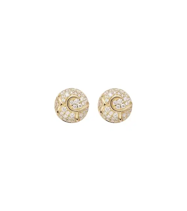 Marina B Onda Boule 18kt gold stud earrings with diamonds